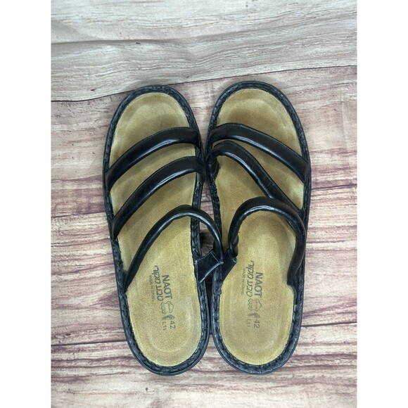 Naot Shoes - NAOT Sandals Black  Leather Sandal Israel Made Womens Size 42 US 11-11.5